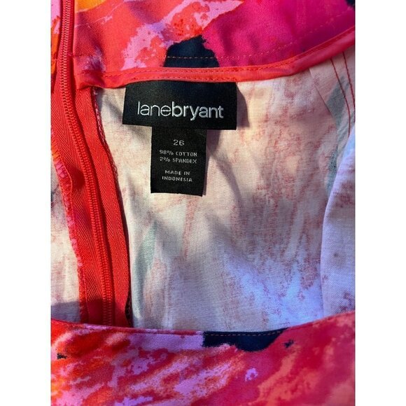 Lane Bryant Plus 26 Red Multi Paint Splash Zip Back Knee Length Skirt - Picture 3 of 3